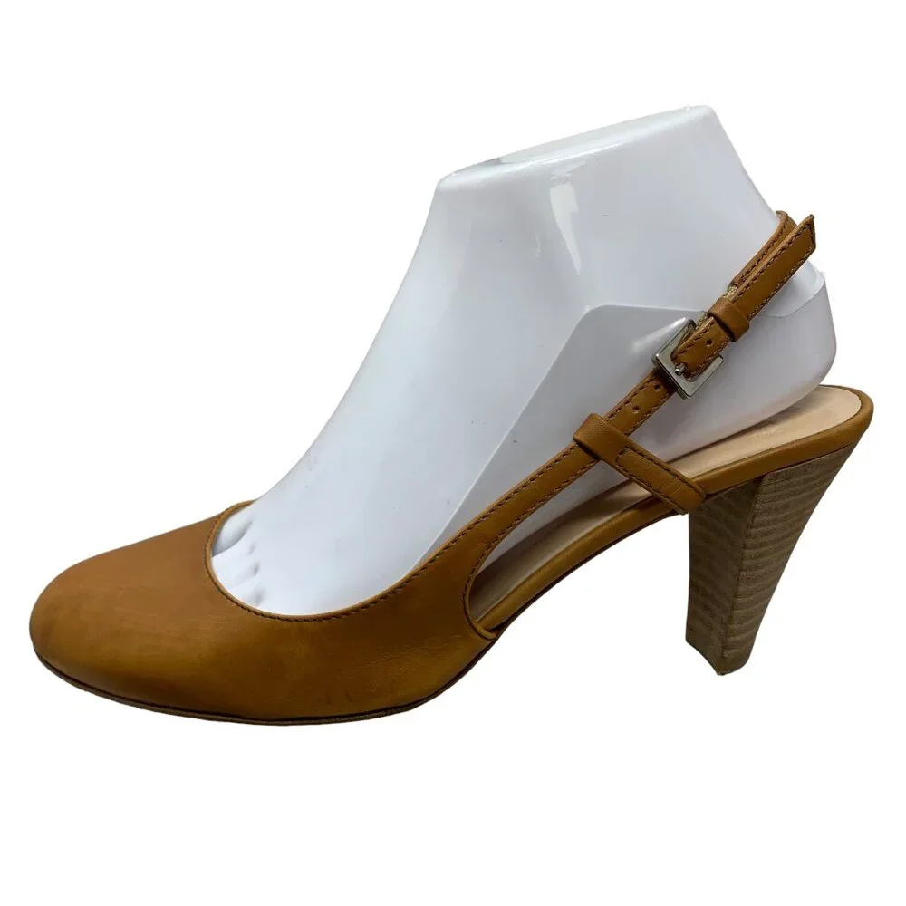 BALLY Switzerland Cognac Leather‎ Slingback Heels